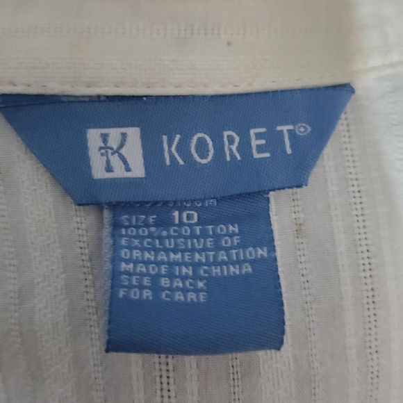 Koret Cream Shirt with Multicolor Floral Stamped Leaf Design Women's Size 10 - Picture 5 of 5